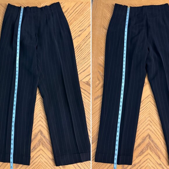 Liz Claiborne 2 Piece Pinstripe Silk Pant Suit Set Size 10 - Picture 8 of 16